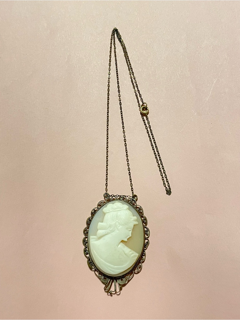 Antique Genuine Shell Cameo Necklace ~ Extra Large